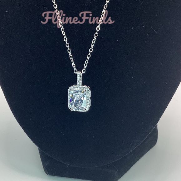 💎1.5 TWC Radiant Cut  CZ Diamond Pendant necklace💎 - Picture 6 of 16